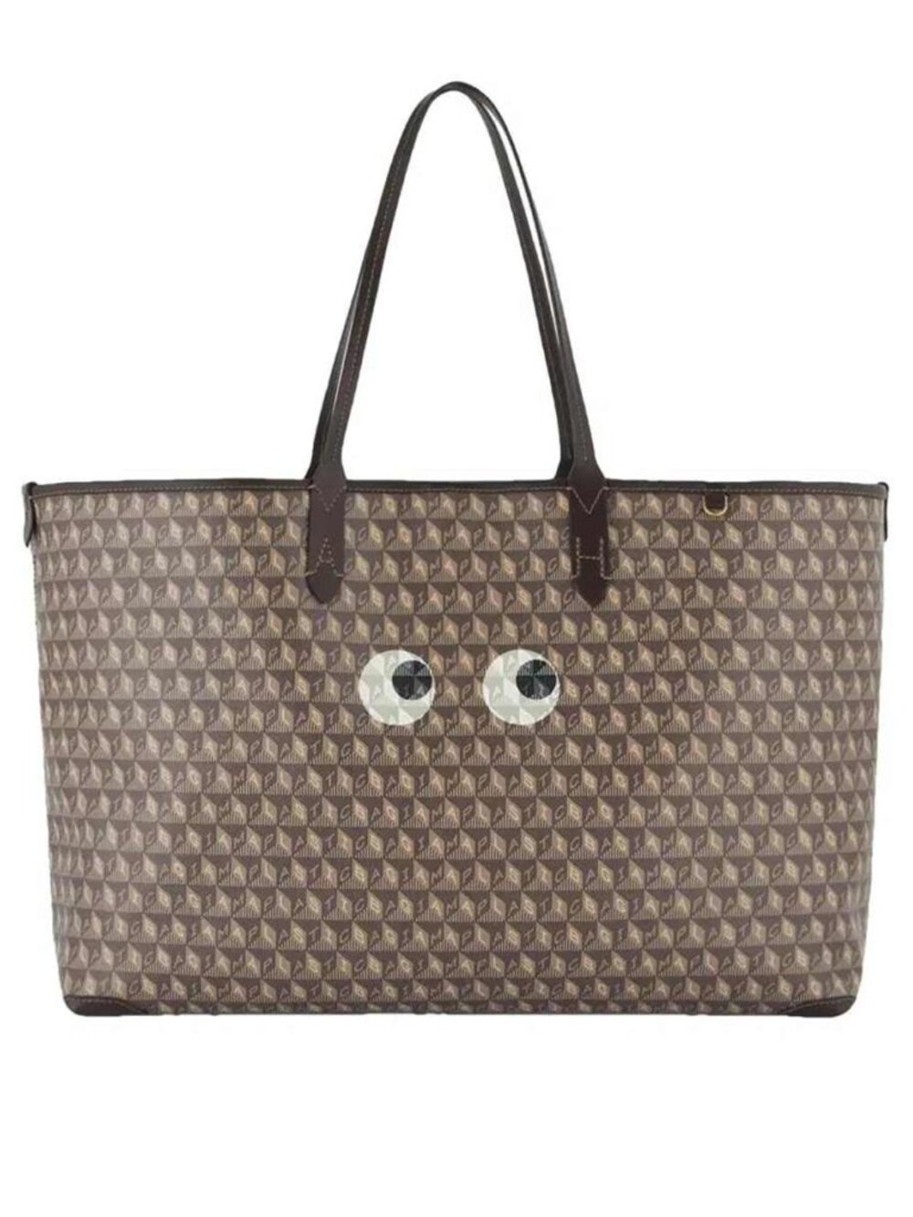 Anya Hindmarch I Am A Plastic Bag Canvas Eyes Tote Brown Monogram Large